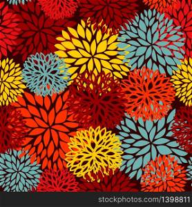 Bright autumn floral seamless pattern. Beautiful background with Chrysanthemum flowers background for web, print, textile, wallpaper.. Bright autumn floral seamless pattern. Beautiful background with Chrysanthemum flowers background for web, print, textile, wallpaper