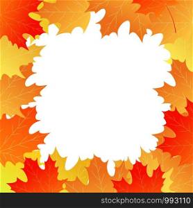 Bright autumn maple leaf border. Cartoon style. Vector design.