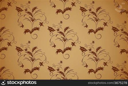 Bright background with brown seamless floral pattern