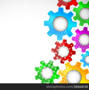 Bright background with color gears and circle