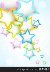Bright background with colorful stars. Abstract illustration