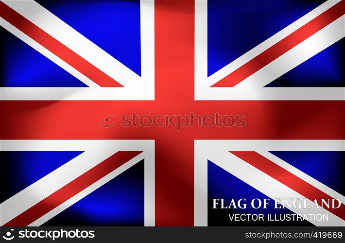 Bright background with flag of England. Happy England day background. Bright illustration with English flag. Flag of England with folds.. Bright background with flag of England. Happy England day background. Flag of England with folds.