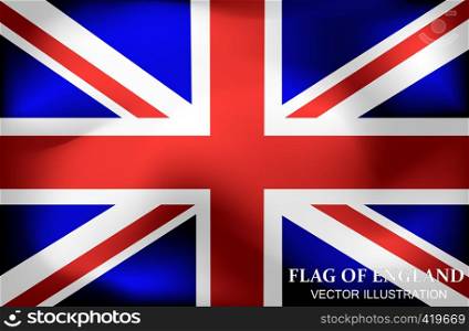 Bright background with flag of England. Happy England day background. Bright illustration with English flag. Flag of England with folds.. Bright background with flag of England. Happy England day background. Flag of England with folds.