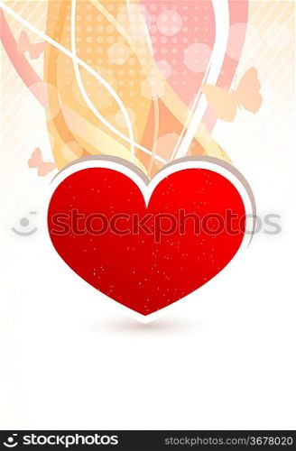 Bright background with heart and waves