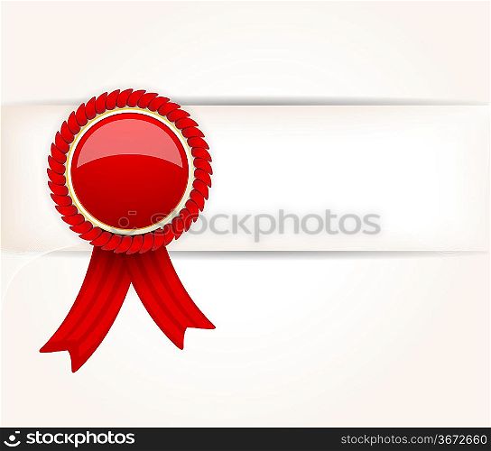 Bright background with red label and ribbon