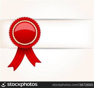 Bright background with red label and ribbon