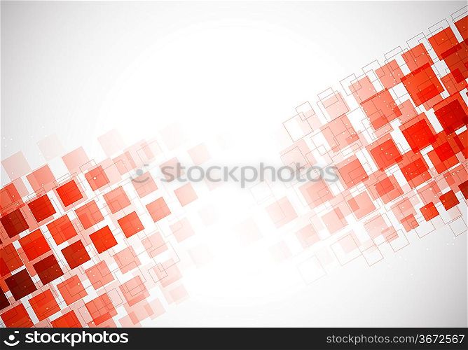 Bright background with red squares and light