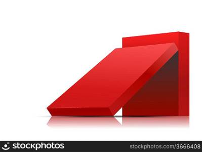 Bright background with two 3d red box