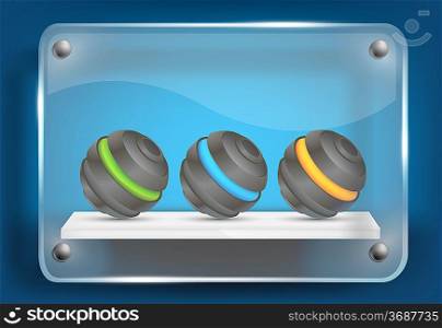 Bright blue background with clear glass frame