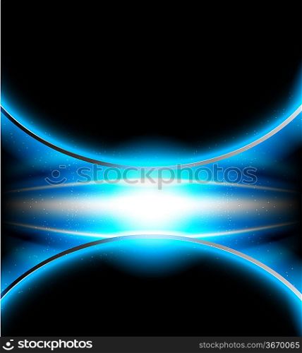 Bright blue background with lights and srats