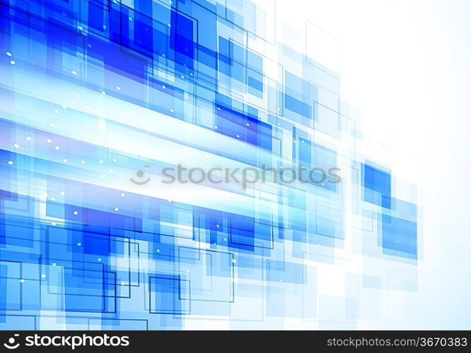 Bright blue background with squares. Abstract illustration