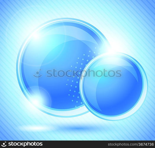 Bright blue background with two blue circles