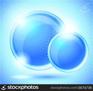 Bright blue background with two blue circles