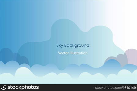 Bright blue sky background with fluffy white clouds. Idea for banner template, website and landing pages.