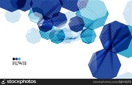 Bright blue textured geometric shapes isolated on white - modern design template