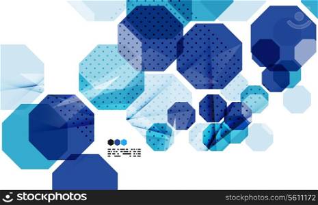 Bright blue textured geometric shapes isolated on white - modern design template
