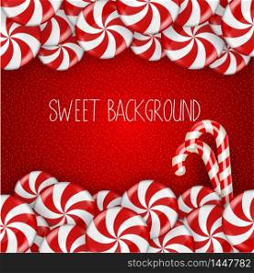 Bright Candy on red background.Vector