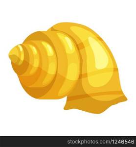 Bright cartoon seashell icon. Colorful shellfish symbol isolated on white background. Vector illustration.. Cute bright yellow cartoon seashell icon. Colorful shellfish symbol isolated on white background. Cartoon style. Vector illustration.