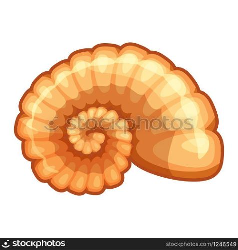Bright cartoon seashell icon. Colorful shellfish symbol isolated on white background. Vector illustration.. Cute bright cartoon seashell icon. Colorful shellfish symbol isolated on white background. Cartoon style. Vector illustration.