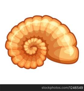 Bright cartoon seashell icon. Colorful shellfish symbol isolated on white background. Vector illustration.. Cute bright cartoon seashell icon. Colorful shellfish symbol isolated on white background. Cartoon style. Vector illustration.