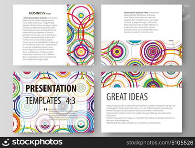 Bright color background in minimalist style made from colorful circles. Set of business templates for presentation slides. Easy editable abstract vector layouts in flat design.. Set of business templates for presentation slides. Easy editable abstract vector layouts in flat design. Bright color background in minimalist style made from colorful circles