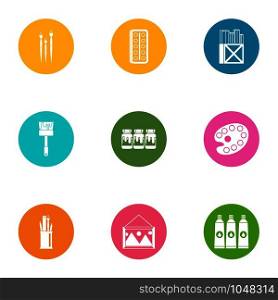 Bright color icons set. Flat set of 9 bright color vector icons for web isolated on white background. Bright color icons set, flat style