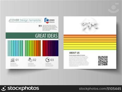 Bright color rectangles, colorful design, geometric rectangular shapes, abstract beautiful background. Business templates for square brochure, magazine, flyer, booklet. Leaflet cover, vector layout.. Business templates for square design brochure, magazine, flyer, booklet or annual report. Leaflet cover, abstract flat layout, easy editable vector. Bright color rectangles, colorful design with overlapping geometric rectangular shapes forming abstract beautiful background.