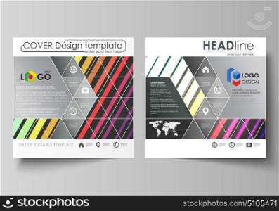 Bright color rectangles, colorful design with geometric rectangular shapes forming abstract beautiful background. Business templates for square brochure, magazine, flyer. Leaflet cover, vector layout.. Business templates for square design brochure, magazine, flyer, booklet or annual report. Leaflet cover, abstract flat layout, easy editable vector. Bright color rectangles, colorful design with geometric rectangular shapes forming abstract beautiful background.