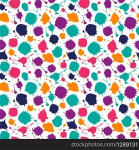 Bright color seamless pattern. Vector colors illustration. Bright color seamless pattern of hand drawn blots. Vector illustration for Holi Indian festival or for color party.