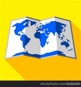 Bright colored map. Bright colored map on a yellow background