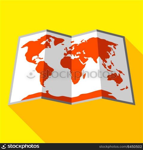Bright colored map. Bright colored map on a yellow background