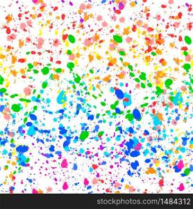 Bright colorful paint splashes of watercolor drops in rainbow colours, seamless pattern on white. Bright colorful paint splashes of watercolor drops in rainbow colours, seamless pattern
