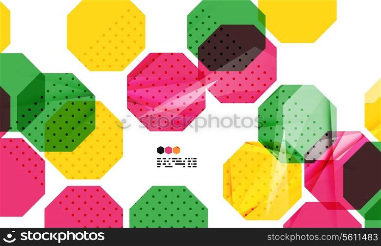 Bright colorful textured geometric shapes isolated on white - modern design template