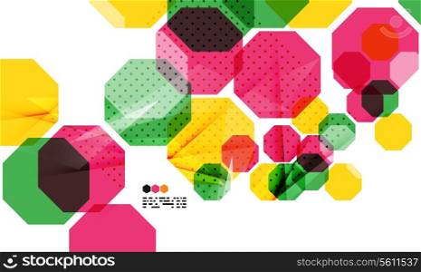 Bright colorful textured geometric shapes isolated on white - modern design template