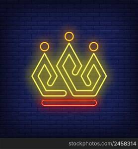 Bright crown neon sign. Authority, wealth, luxury design. Night bright neon sign, colorful billboard, light banner. Vector illustration in neon style.