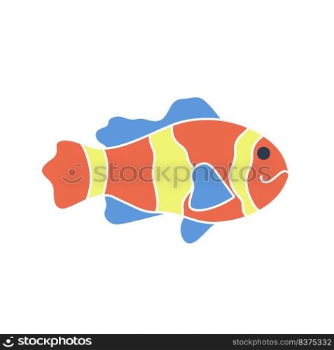  Bright cute cartoon fish icon vector. Baby character marine ocean animal. Flat isolated fish illustration on white background