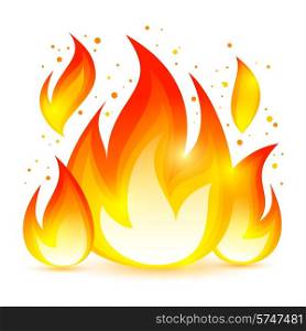 Bright dangerous fire flame with sparks colored decorative icon vector illustration