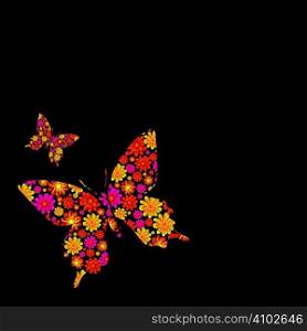 bright Floral inspired butterfly background with copy space