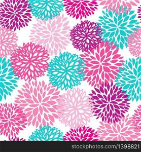 Bright Floral seamless pattern. Violet, pink and blue Chrysanthemum flowers background for web, print, textile, wallpaper. Easter card design. Bright Floral seamless pattern. Chrysanthemum flowers background
