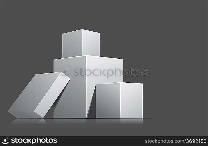Bright gray background with pile of cubes