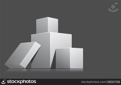 Bright gray background with pile of cubes