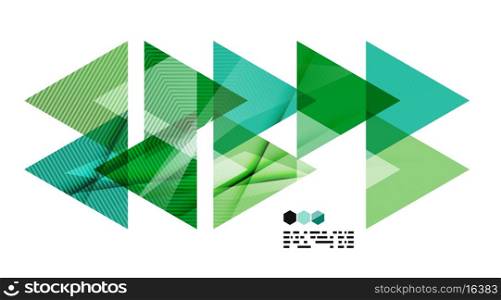 Bright green and blue textured geometric shapes isolated on white - modern design template