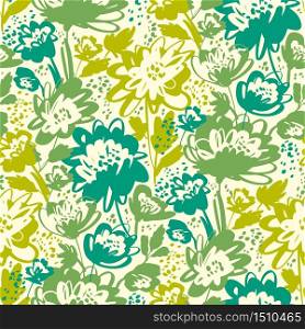 Bright green summer grass meadow seamless pattern for background, fabric, textile, wrap, surface, web and print design.