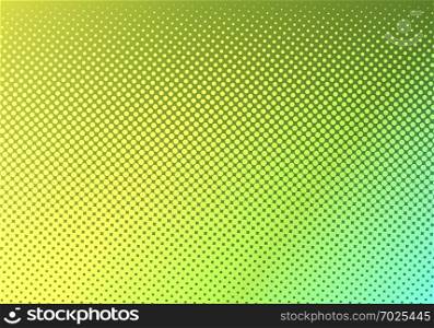 Bright green with yellow dotted halftone. faded dotted gradient. Abstract vibrant color texture. Modern pop art design template. Vector illustration