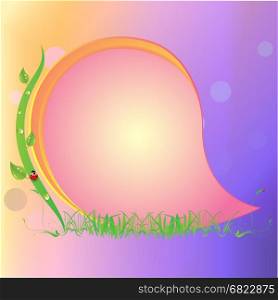 Bright greeting card. Bright greeting card with elements of grass and insects. Vector illustration with spring elements.