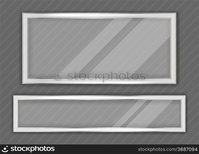 Bright grey background with two transparent frame