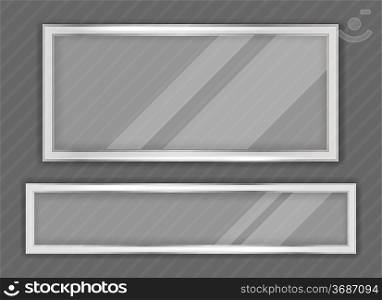Bright grey background with two transparent frame