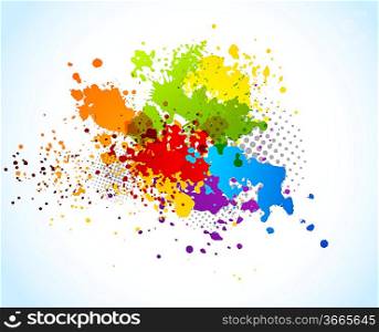 Bright grunge background with splashes of paint