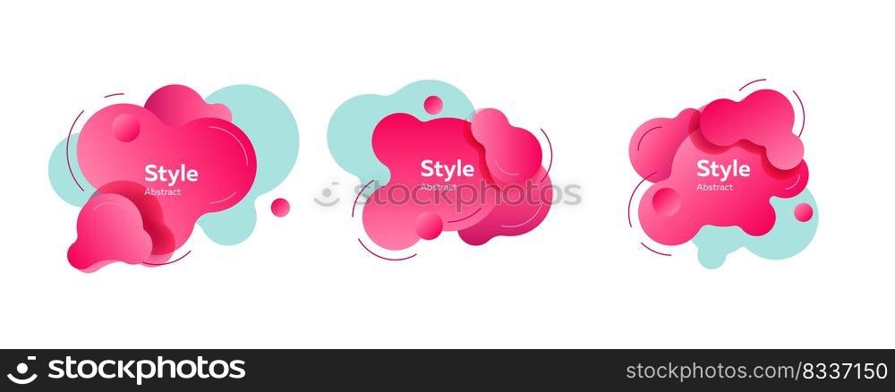 Bright modern graphic elements. Gradient banners with flowing liquid shapes. Template for design of leaflet, website or presentation. Vector illustration