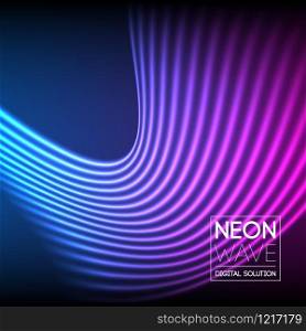 Bright neon lines background with 80s style
